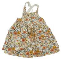 Bílo-žluto-oranžové květované manšestrové laclové šaty Mothercare