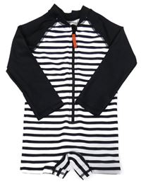 Černo-bílý pruhovaný UV kraťasový overal H&M