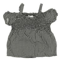 Černo-bílý kostkovaný top s odhalenými rameny Abercrombie&Fitch