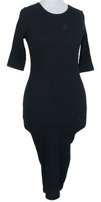 Dámské černé žebrované úpletové midi šaty River Island 