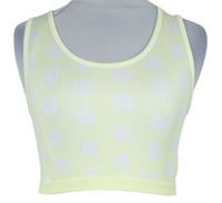 Dámský žluto-bílý kytičkovaný crop elastický top Primark 