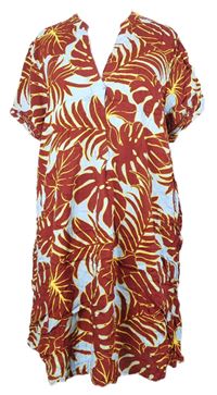 Dámské vínovo-světlemodré vzorované košilové šaty H&M