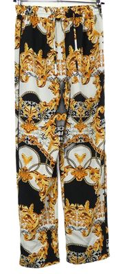 Dámské černo-béžovo-bílé vzorované volné kalhoty Topshop 