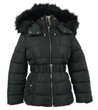Nové - Dámská černá šusťáková zimní bunda s páskem a kapucí New Look 