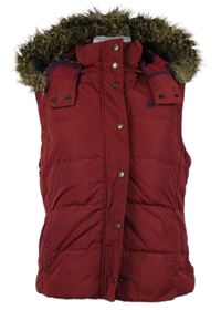 Dámská vínová šusťáková zateplená vesta s kapucí Jack Wills 