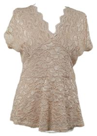 Dámská světlerůžová třpytivá krajková halenka Quiz 