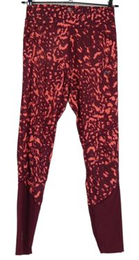 Dámské vínovo-neonově růžové vzorované sportovní funkční legíny Only 