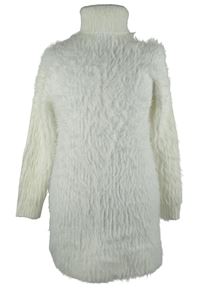 Dámská bílá chlupatá svetrová tunika s rolákem Shein 
