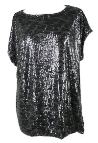 Dámské černo-stříbrné flitrové volné tričko Nutmeg 