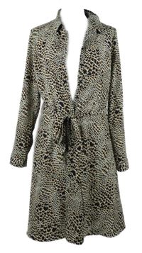 Dámské černo-béžové vzorované košilové šaty s páskem Orsay 