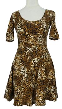 Dámské hnědo-černé leopardí šaty Miss Selfridge 