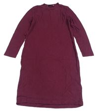 Vínové žebrované šaty M&S
