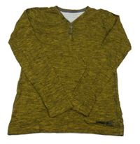 Černo-žluté melírované triko s knoflíčky Chapter young