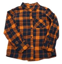 Tmavomodro-oranžová kostkovaná košile