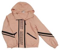 Světlerůžová šusťáková jarní bunda s nápisem a kapucí George