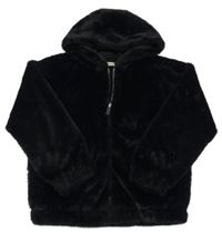 Černá kožešinová podšitá bunda s kapucí F&F