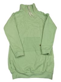 Zelené teplákové šaty s nápisem a komínovým límcem