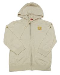 Světlebéžový lehký propínací svetr s kytičkou a kapucí Esprit