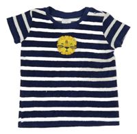 Tmavomodro-bílé pruhované froté tričko se lvem Pep&Co