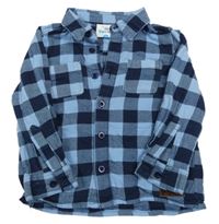 Modro-tmavomodrá kostkovaná flanelová košile Topomini