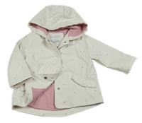 Bílá nepromokavá jarní bunda s puntíky a kapucí Primark