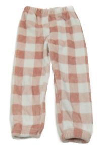 Růžovo-bílé kostkované chlupaté kalhoty