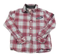 Červeno-modrá kostkovaná košile s nášivkou 