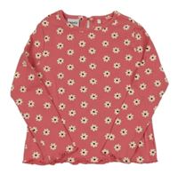 Růžové květinové žebrované triko primigi