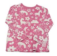 Tmavorůžovo-bílé triko s jednorožci a obrázky George
