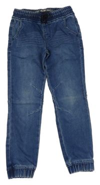 Tmavomodré teplákové riflové cuff kalhoty Denim Co.