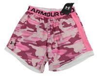 Nové - růžovo-bílo-vínové vzorované army lehké funkční kraťasy Under Armour