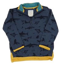 Tmavomodrá mikina se žraloky Fatface