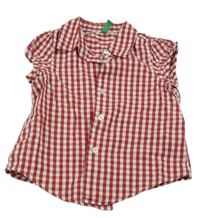 Vínovo-bílá kostková halenka Benetton