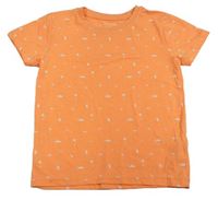 Neonově oranžové tričko se žraloky a palmami Primark