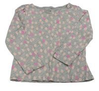 Šedo-růžové puntíkaté triko H&M