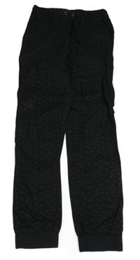 Černé vzorované plátěné cuff kalhoty Y.F.K.