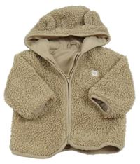 Béžová huňatá podšitá bunda s kapucí Matalan