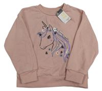Nové - Světlerůžová mikina s jednorožcem PRIMARK