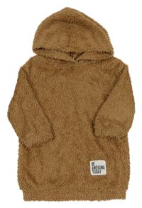 Hnědá chlupatá dlouhá mikina s kapucí zn. Shein