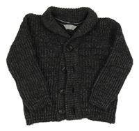 Tmavošedý melírovaný propínací svetr Primark