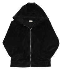 Černá plyšová propínací mikina s kapucí F&F