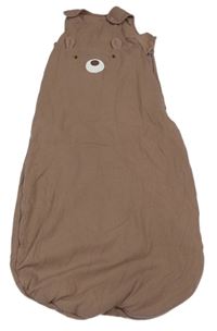 Hnědý žebrovaný zateplený spací pytel s medvídkem F&F