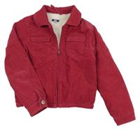 Malinová manšestrová zateplená bunda Okaidi