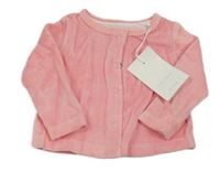 Nové - Růžová sametová propínací lehká mikina 