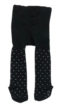 Černé puntíkaté punčocháče