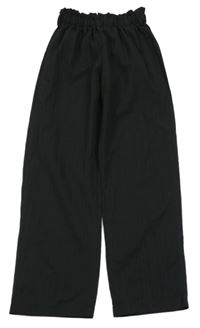 Černé pruhované paper bag kalhoty Shein