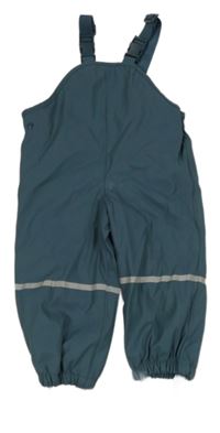 Tmavozelené nepromokavé zateplené laclové kalhoty Lupilu