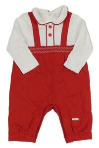 Bílo-červený teplákový overal s límečkem