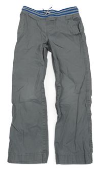 Šedé plátěné kalhoty s pruhovaným pasem Lands End