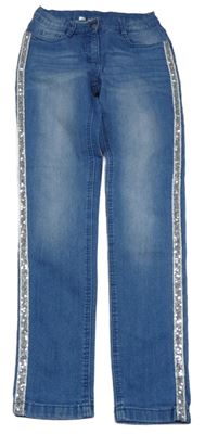 Modré skinny rifle s flitry John Baner